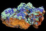 Azurite and Malachite with Hematite Quartz - Morocco #43824-1